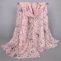 ✲ Fashion Scarfs For Ladies Sun Protection Chiffon Music Symbol Long Silk Scarves Thin Tourism Shawl Scarf Women Hijab