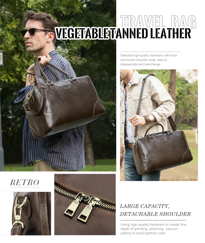 CONTACT'S Genuine Vegetable Leather Travel Bag Men Business Trip