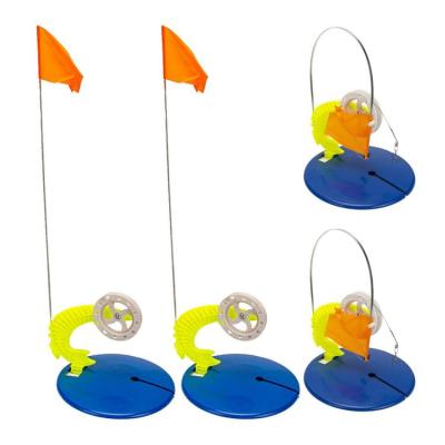 Ice Fishing Tip Up 2PCS Hands Free Ice Fishing Flags Automatic Fishing Roulette Detachable Fishing Platform Orange Flag Portable Ice Fishing Accessories for Winter Fishing noble