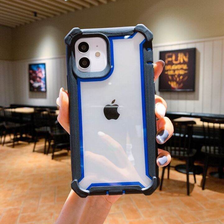 เคสโทรศัพท์โปร่งใสเคสกันกระแทกมือถือสำหรับ12-11-pro-max-xr-xs-max-x-7-8-plus-12-13-pro-11-13ฮาร์ดพีซีฝาหลังแบบใส