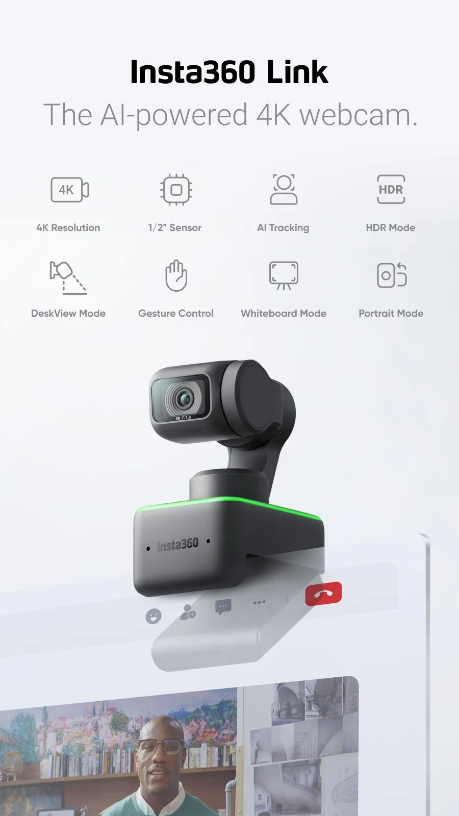 Insta360 Link - The AI-powered 4K webcam | Lazada Singapore