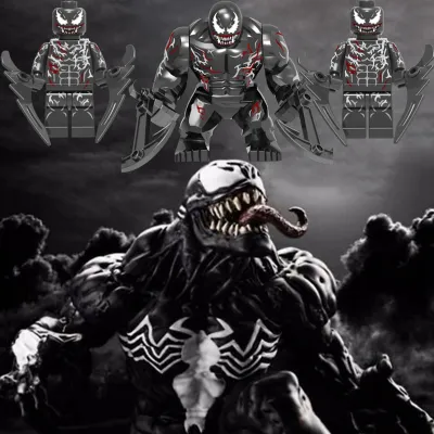 มินิฟิกเกอร์ Marvel Riot SpiderMan ต่อต้านตัวแทน Venom Ghost Rider ของเล่นบล็อกตัวต่ออเวนเจอร์สสำหรับเด็ก