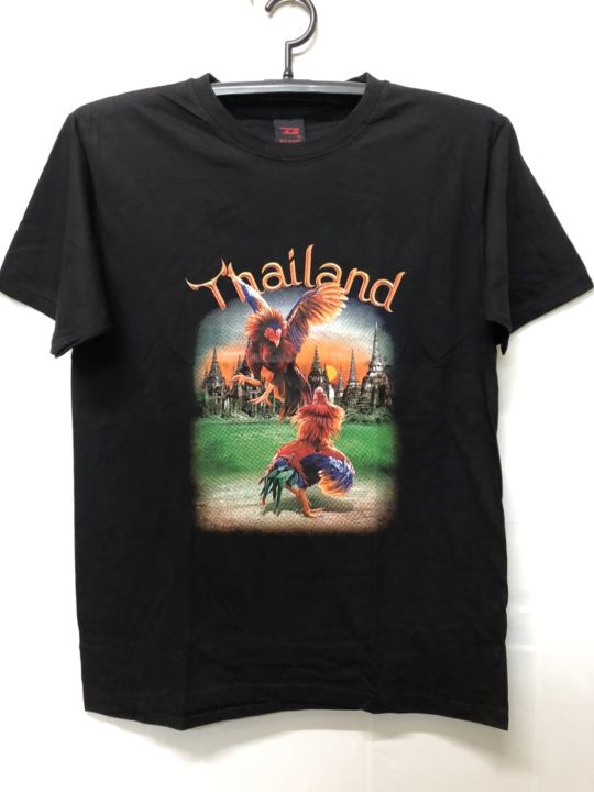 เสื้อลายไก่ชน-สกรีน-วินเทจ-คอกลม-ผ้าคอตตอน-cotton-100