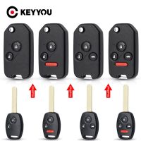 KEYYOU 2/3/4ปุ่มสำหรับ Honda Accord 2006-2011 CRV 2018นักบินพอดีกับเคสกรอบกุญแจรถยนต์แบบกดปุ่มระยะไกลที่ปรับเปลี่ยนได้