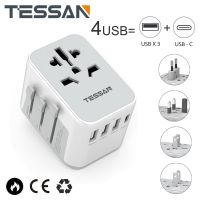 TESSAN Travel Adapter อะแดปเตอร์สากลสากลพร้อม Type-C 1 ชิ้นและพอร์ต USB 3 พอร์ตสำหรับเครื่องชาร์จผนังทั่วโลกในสหราชอาณาจักร / EU / ออสเตรเลีย / สหรัฐอเมริกา