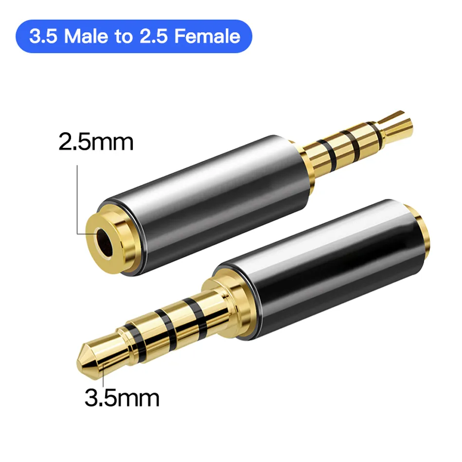 1PCS Jack 3.5 mm to 2.5 mm Audio 2.5mm Male to 3.5mm Female Plug Connector  for Aux Speaker Cable Stereo Headphone Headset Mic