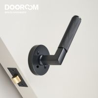 【YF】 DOOROOM US Standard For 2-1/8  Hole Brass Knurled Lever Privacy Door Lock Passage Set  Round Rose 65mm Dummy Closet Handle