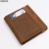 2021 Genuine Leather Wallet For Men Brand Real Cowhide Vintage Handmade Short Bifold Small Slim Wallets Male Purse Card Holder