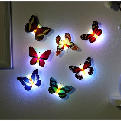 Butterfly Night Lights Pasteable 3D Butterfly Wall Stickers Lamps 1/5PCS Home Decoration DIY Living Room Wall Sticker Lighting Night Lights