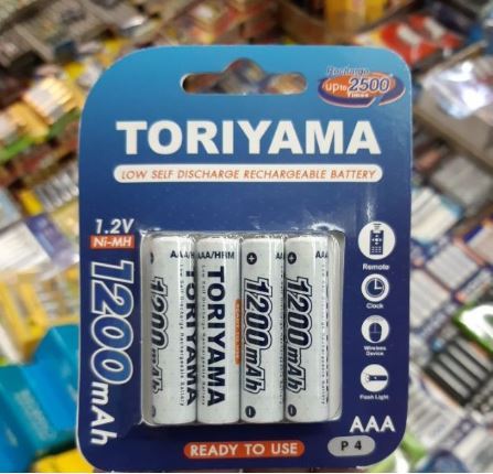 ถ่านชาร์จ-toriyama-new-aaa-1200-mah-ชาร์จ-2500-ครั้ง-จำนวน-4-ก้อน-ผลิต-2019-06