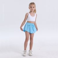 INLUMINE Children Sports Shorts with Pocket Girls Summer Quick-Drying Breathable Skirt Kid Outdoor Running Exercise Tennis Skirt