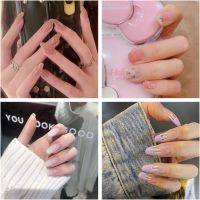 【With Glue】24Pcs DIY Fake Nails French Finger Nail Art R False Nails COD