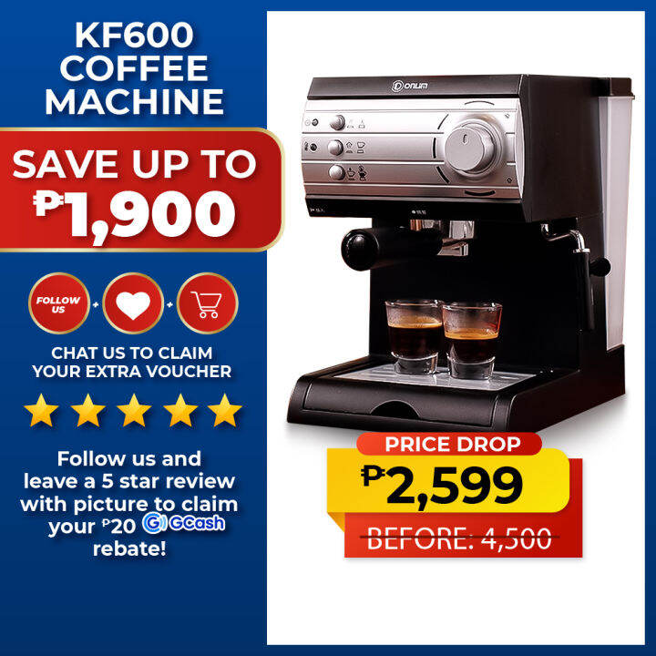 Donlim Coffee Maker Machine Espresso With Milk Frother Wand for