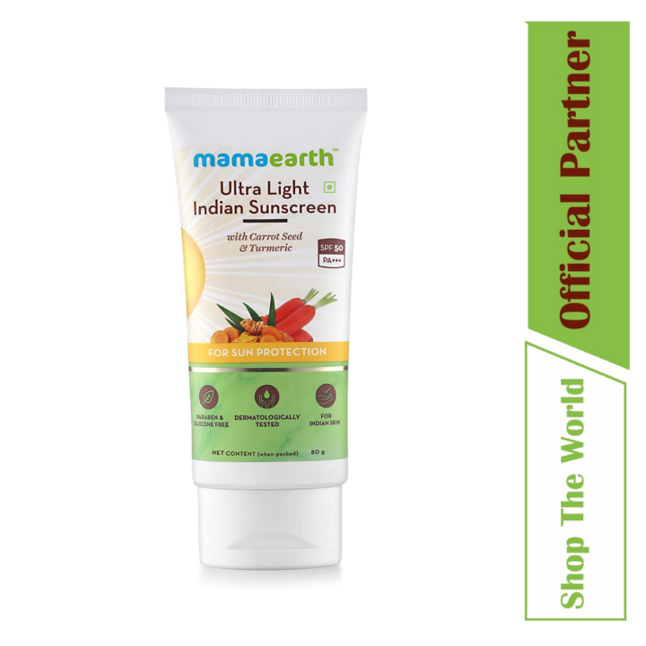 Mamaearth Ultra Light Indian Sunscreen With Carrot Seed Turmeric And