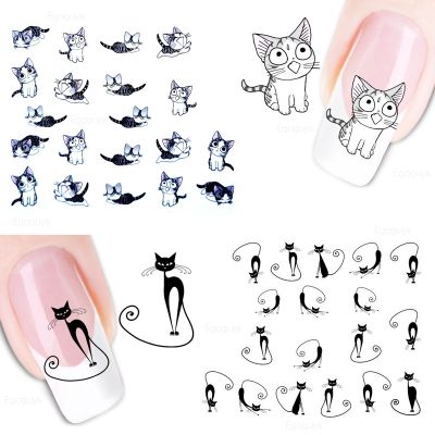 【LZ】 1PC 6.5x5.2cm Water Nail Decals Cat Butterfly Animal Series DIY Nail Art Transfer Sticker Slider Manicure Decor Decorations Tips