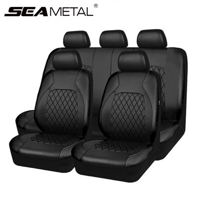 ✲✵✺ Universal Car Seat Cover Set PU Leather Vehicle Cushion Full Surrounded Protector Pad Anti-Scratch Fit Sedan Suv Pick-up Truck
