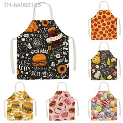 ❦☄ Fashion Kitchen Apron for Men Women Kid Lemon Desserts Printed Cotton Linen Sleeveless Aprons Home Cooking Baking Cleaning Tools