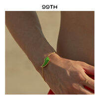 99th Summer green fang bracelet gold chain สร้อยข้อมือประดับจี้เรซิ่นรูปเขี้ยวสีเขียวตัวเรือนสีทอง