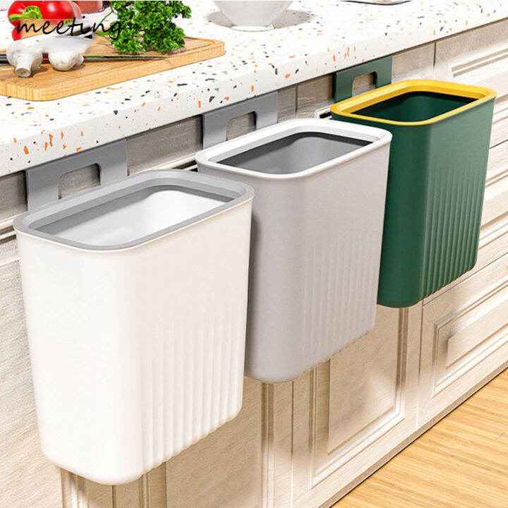 [MEETING] Rubbish Bin Wall Mounted Kitchen Trash Hang with Lid Wall Door Kitchen Rubbish
