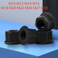 1Pcs Grade 8 Carbon Steel Hexagonal Flange Nut Hex Black Nylock Locking Nuts Black M10 M12 M14 M16 M18 M20 M22 M24 M27 M30 Nails  Screws Fasteners