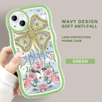 เคส iPhone 13 13 Pro 13 Pro 13 Pro Max 14 14 Pro 14 Plus 14 Pro Max เคสโทรศัพท์มือถือกันกระแทกลายดอกกุหลาบการ์ตูนหยักนิ่มแฟชั่น