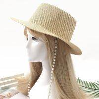 2023 Summer New Dome Straw Hat Womens Fashion With Pearl Strap All-Match Sun Protection Beach Sun Hat Seaside Travel Must-Have