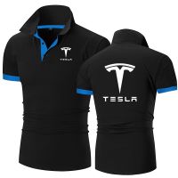 【CC】☈  Mens Polo Shirt Tesla Printing Cotton Short Sleeves Man Classic Custom T-shirts