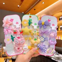 【10-Piece Set】Childrens Hairpin Small Fresh Embroidery Lace Bow Hairpin Bangs Clip Girl Cartoon Duckbill Clip Set Wholesale