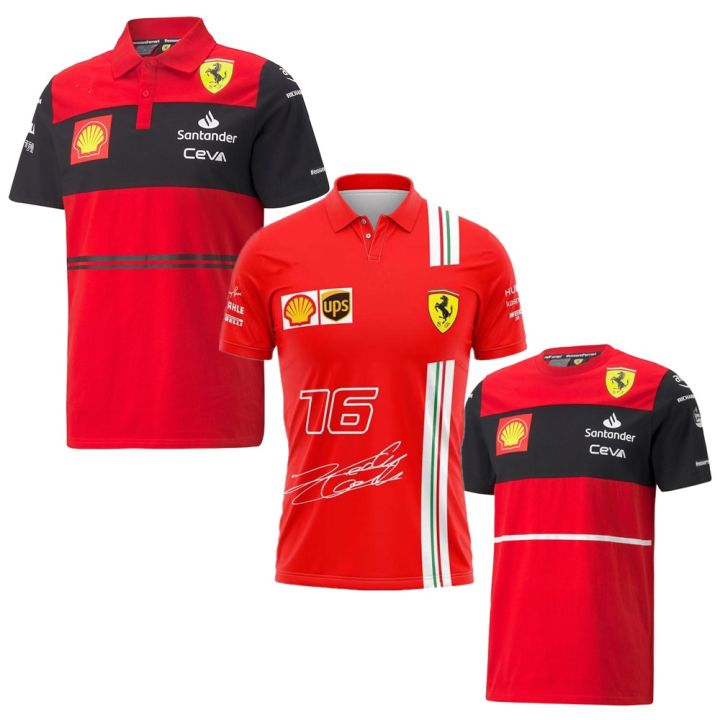 Latest 2022 2023 New Style Ferrari F1 Shirt Team T-Shirt Team Polo Big Size  4Xl 5Xl