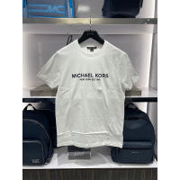 2023 newmichael korsmk ผู้ชายผ้าฝ้ายแท้สบายๆพิมพ์รอบคอแขนสั้นเสื้อยืด