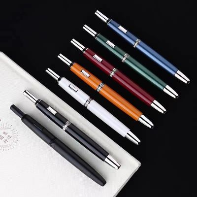 ZZOOI MAJOHN A1 Retro Matte Black Retractable Fountain Pen 0.4mm Extra Fine Nib Press Ink Sets for Writing Stationery Office Supplies