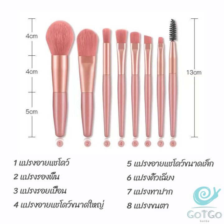 gotgo-ชุดแปรงแต่งหน้า-8-ชิ้น-แปรงคิ้ว-แปรงปัดแก้ม-makeup-brush-set