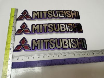 สติ๊กเกอร์ฟอยด์ ปั๊มนูน คำว่า MITSUBISHI ติดรถ แต่งรถ มิตซูบิชิ sticker สวย งานดี หายาก ติดท้ายรถ ติดประตูรถ ติดข้างรถ