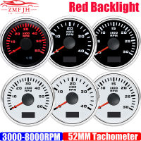 30004000600070008000 RPM 52Mm Tachometer แสงสีแดงกันน้ำ2 "52MM Tacho Gauge Sensor สำหรับ Universal เบนซินดีเซลรถ