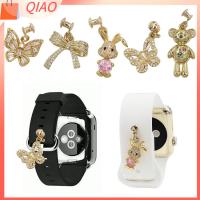 QIAO โลหะสำหรับตกแต่ง จี้ห้อยคอ สำหรับสาย Apple Watch อุปกรณ์เสริมสายรัด เครื่องประดับสายนาฬิกา เสน่ห์ของสายรัดข้อมือ แหวนตกแต่ง