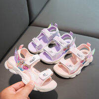 Velcro ฤดูร้อนรองเท้ายูรีเทนเจ้าหญิงรองเท้า เด็กสาวรองเท้าแตะการ์ตูนเปิดนิ้วเท้าสาวน้อยกีฬาชายหาดเมจิก