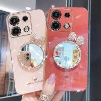 เคสสำหรับ Infinix Note 30 /Note 30i / Note 30 Pro/note 30 VIP กระจกแต่งหน้ามีโบลท์6D กรอบสี่เหลี่ยมเคลือบเงาสาวๆเคสมือถือซิลิโคนกันกระแทก Casing Ponsel ฝาหลัง