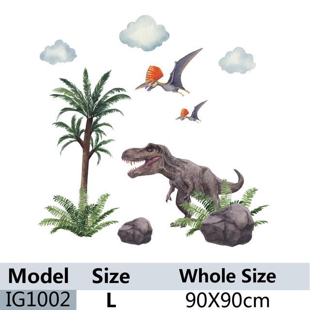 24อุปกรณ์เสริมบ้าน-ไดโนเสาร์สติ๊กเกอร์ดีคอลติดผนังของตกแต่งห้องเด็กผู้ชายสติกเกอร์ตกแต่งศิลปะสติ๊กเกอร์บ้านเด็ก