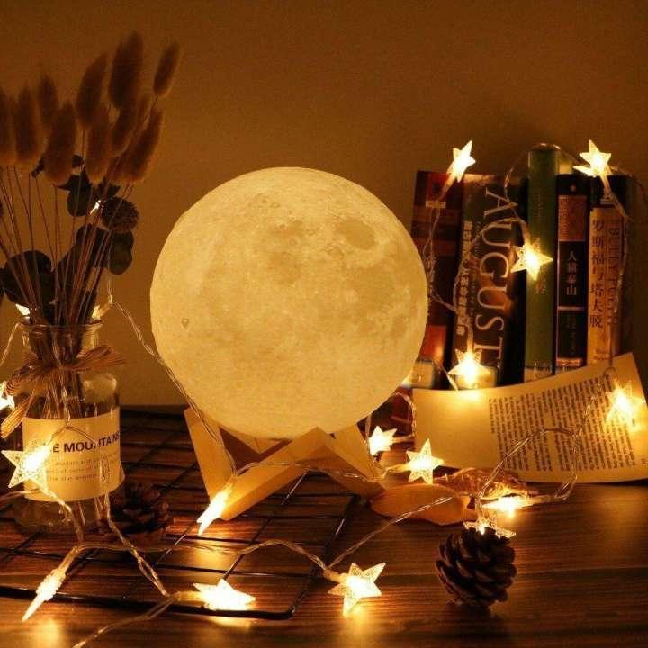 โคมไฟรูปทรงดวงจันทร์-สวยงาม-น่ารัก-ขนาด-22-ซม-ปรับไฟได้3สี-ปรับความสว่างได้-มีขาตั้ง
