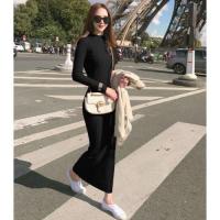 ☏✸⊙ Fashion Womens Dress Slim Plain Knitted Dress Long Dress Sweater Dress Midi Dress S-2XL
