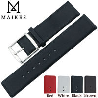 MAIKES High Quality Double Sided Genuine Leather Watch Band Strap 16 18 20 22 mm Thin Soft Black Watchbands For CK Calvin Klein