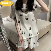 Wintin Pajamas Womens Summer Loose plus Size Sweet Cute Student Short Sleeve Shorts Can Be Worn outside Korean Style Homewear Suit