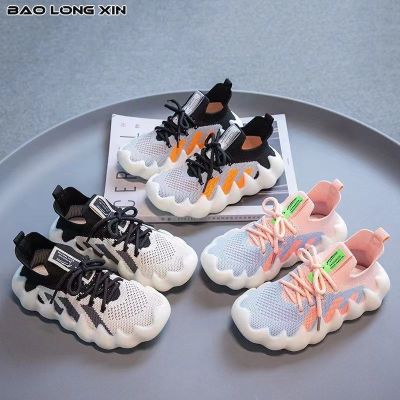 BAOLONGXIN รองเท้ามะพร้าวเด็กเด็กชายฉบับภาษาเกาหลีรองเท้าลำลองกันลื่นที่ระบายอากาศรองเท้ากีฬาหญิงพื้นนุ่ม