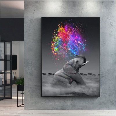 Modern Animals Canvas Painting Fantasy Elephant Posters and Prints Wall Art Picture for Living Room Home Decoration Cuadros
