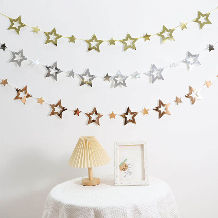 Paper Hollow Star Banner Flags Garland Wall Background Valentines ...