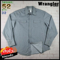 Wrangler®แท้ อก 52 เสื้อเชิ้ตผู้ชาย แรงเลอร์ สีเทา เสื้อแขนยาว เนื้อผ้าดี ใส่เที่ยวใส่ทำงาน