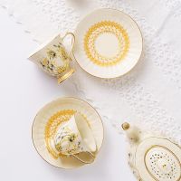 Coffee Cups, Saucers, French Style Gold Painted Retro Palace Feng Shui Cups, Household Afternoon Tea Cups, Pots, Creative