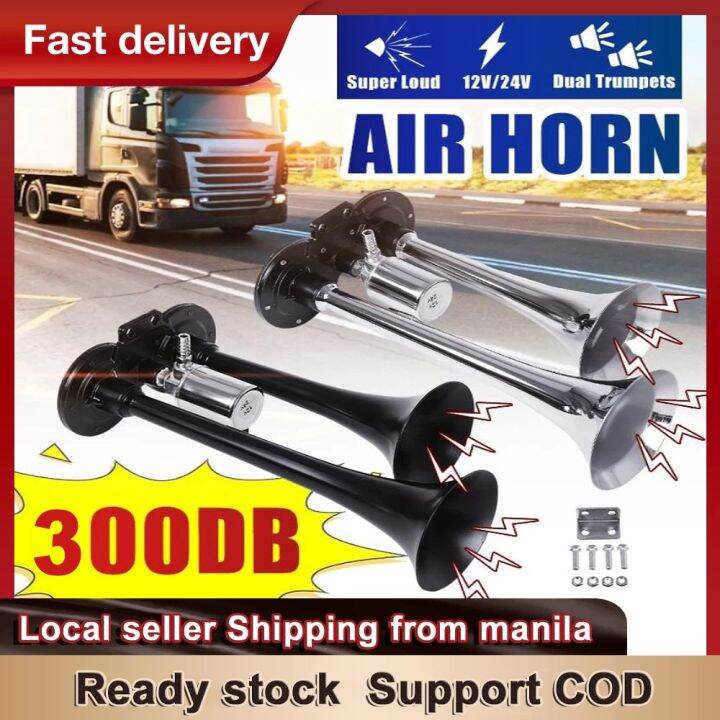 Super Loud Air Horn Dual Trumpet Truck 12v24v Train Truck Car Kit