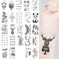 Waterproof Temporary Tattoo Stickers for Women Full Body Makeup Deer Panda Decal Flash Fake Tattoos for Men Women