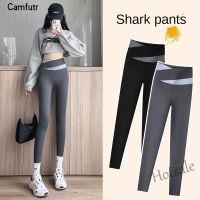 【hot sale】✵❧ D19 Nine color cross waist leggings female wear high waist thin breathable Barbie pants yoga shark pants